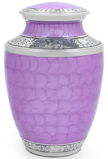 ALPHA Living HOME ALPHA Living HOME Cremation Urns for Human Ashes Adult Male Female, Urn for Ashes Adult, Funeral Memorial Urn, Large 200+ Cubic Inches, Purple Silver, 10 Inch
