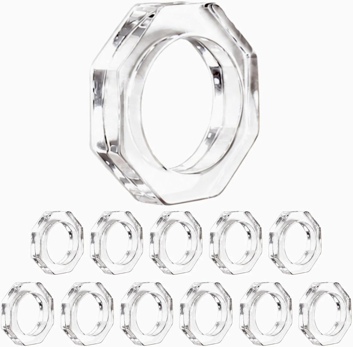 ALPHA Living HOME Acrylic Napkin Rings Set of 12 - Crystal Decorative Serviette Holders Ideal Décor for Weddings, Family Gatherings, Formal Dinners, Banquets & Everyday Dining (Transparent)