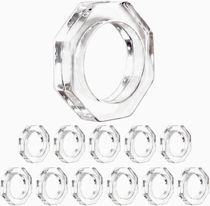 ALPHA Living HOME Acrylic Napkin Rings Set of 12 - Crystal Decorative Serviette Holders Ideal Décor for Weddings, Family Gatherings, Formal Dinners, Banquets & Everyday Dining (Transparent)
