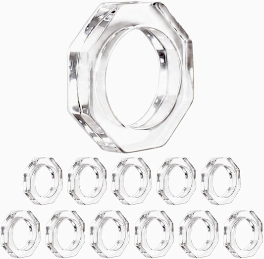 ALPHA Living HOME Acrylic Napkin Rings Set of 12 - Crystal Decorative Serviette Holders Ideal Décor for Weddings, Family Gatherings, Formal Dinners, Banquets & Everyday Dining (Transparent)