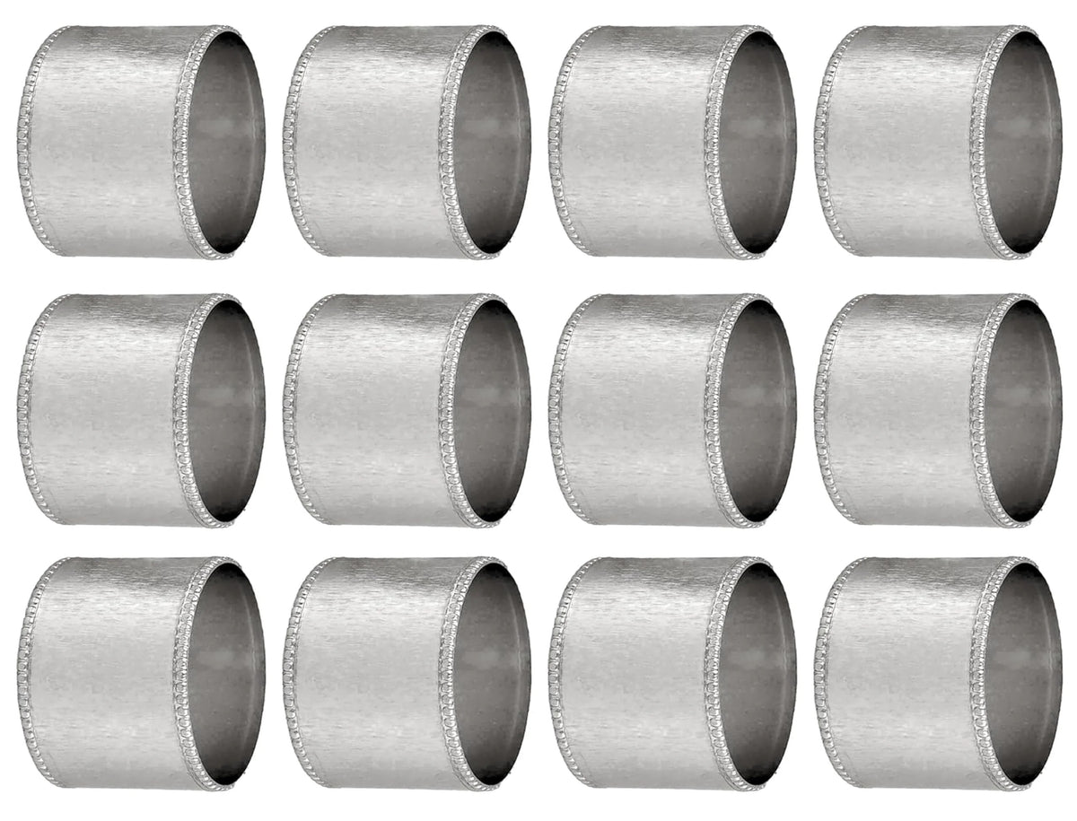 ALPHA Living HOME Silver Napkin Rings Set of 12 Premium, 100% Metal Rust-Resistant Décor - Handcrafted French-Style Metal Holders 2" for Thanksgiving, Christmas, Parties & Everyday Dining