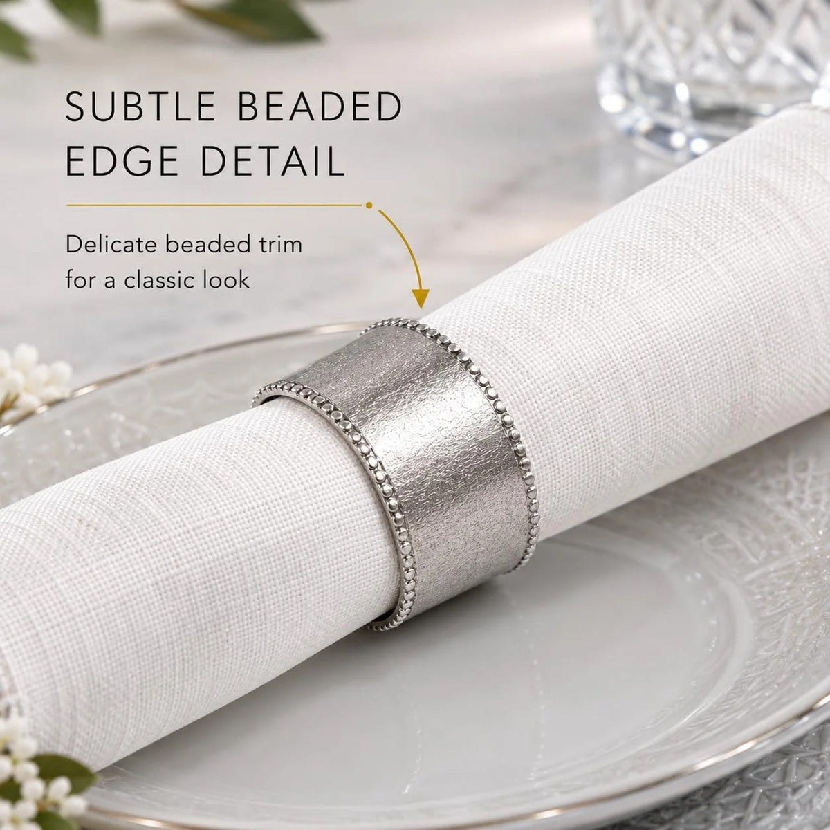 ALPHA Living HOME Silver Napkin Rings Set of 12 Premium, 100% Metal Rust-Resistant Décor - Handcrafted French-Style Metal Holders 2" for Thanksgiving, Christmas, Parties & Everyday Dining