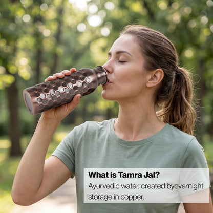 Copper Water Bottle 32 Oz Extra Large, Real Copper Water Bottle, Pure Drinking Bottle, Hammered Ayurvedic Bottle for Drinking Water, Leak Proof Vessel Cap with Cleaning Brush