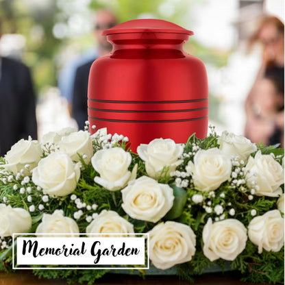 ALPHA Living HOME Urns for Human Ashes Adult Female and Male 200+ Cubic Inches, Decorative Burial Urn, Funeral Cremation Urns for Women and Men, Handcrafted Urn for Ashes Adult, 11" Gold Red