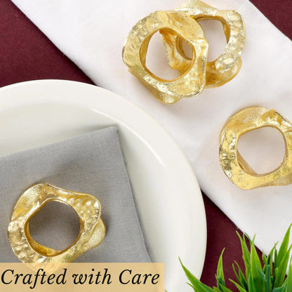 ALPHA Living HOME Modern Napkin Rings - 8 Pcs Premium Metal Napkin Holders for Cloth Napkins Elegant Table Decor for Weddings, Dinners & Special Occasions (Gold)