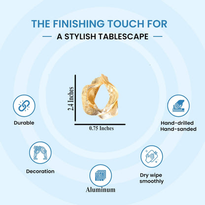 ALPHA Living HOME Modern Napkin Rings - 8 Pcs Premium Metal Napkin Holders for Cloth Napkins Elegant Table Decor for Weddings, Dinners & Special Occasions (Gold)