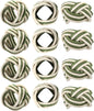ALPHA Living HOME Modern Woven Napkin Rings Set of 12 - Green/White Polyester & Jute Table Decor for Weddings, Parties & Everyday Dining - Elegant & Durable Accessories (Green White)