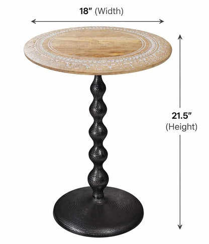 Contemporary End Table with Wooden Top & Aluminum Metal Base for Living Room | Modern Side Table for Bedroom, Sofa Side & Small Spaces | Stylish Accent End Table