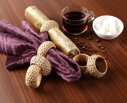 Woven Cane Napkin Rings for Table Settings,Textured Cane Napkin Holder Set of 36 , Boho Chic Dining Beach House Decor & Chic Dining Accessory (Brown) - ALPHA Living HOME