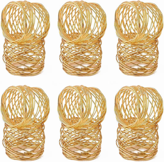 ALPHA Living HOME Gold Napkin Rings 12 Set of Premium 100% Metal, Rust-Resistant Tabletop Décor - Napkin Holders Buckles for Family Dinner, Wedding, Party, Decorations, Banquet, Party, Easter