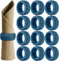 Artisan Cane Napkin Rings Set of 12, Earthy Woven Dinner Napkin Holders, Natural Bohemian Farmhouse Table Accessory for Dinner Parties & Everyday Use (Navy Blue) - ALPHA Living HOME