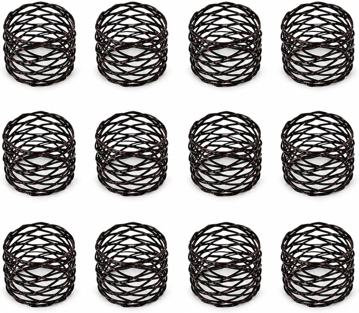Mobius Metal Napkin Rings - 12-Pack Silver Art Deco Lightweight Metal Table Décor for Fall, Thanksgiving, Banquet, Christmas, Decor, Weddings, Dinner Parties & Everyday Use - ALPHA Living HOME