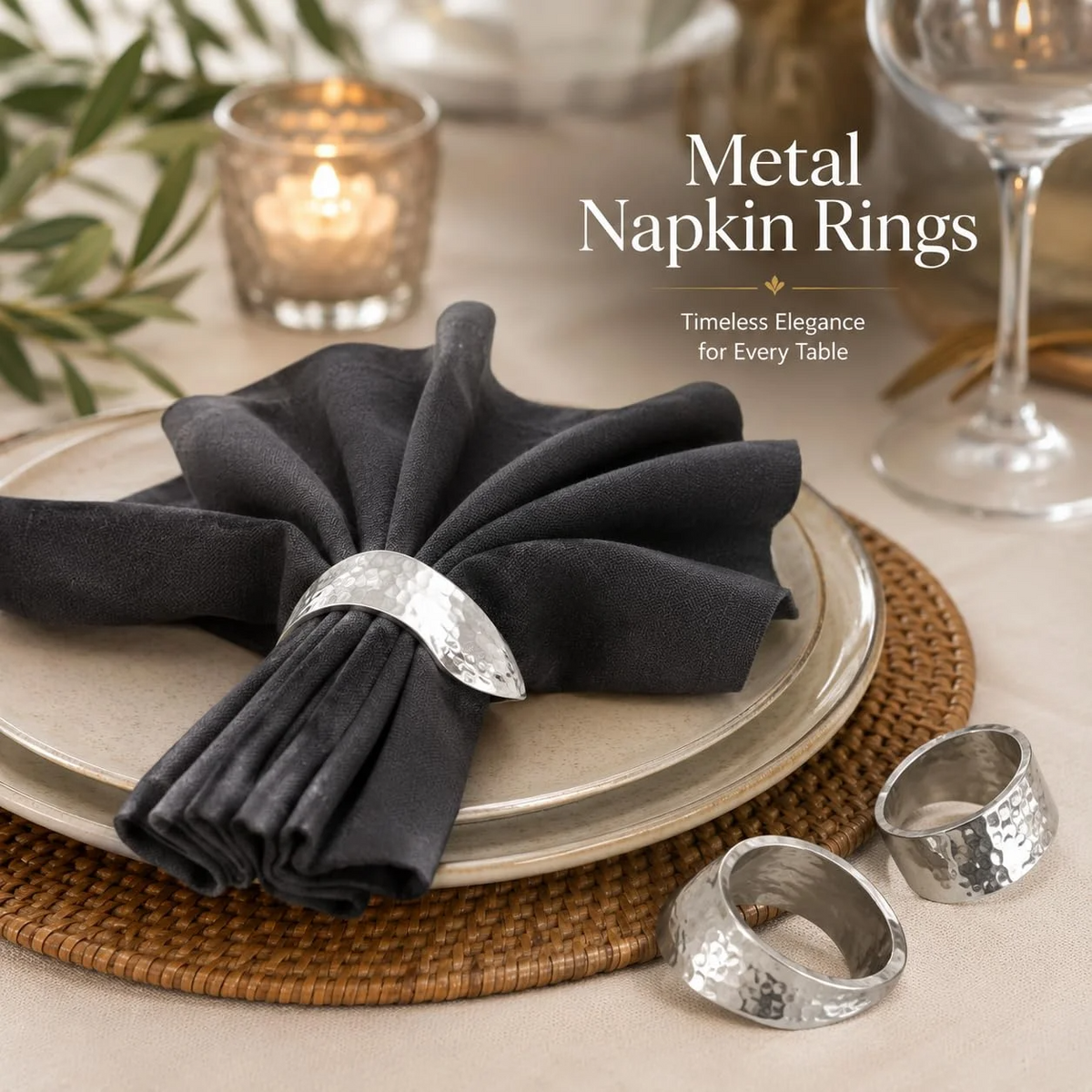 Mobius Metal Napkin Rings - 12-Pack Silver Art Deco Lightweight Metal Table Décor for Fall, Thanksgiving, Banquet, Christmas, Decor, Weddings, Dinner Parties & Everyday Use - ALPHA Living HOME