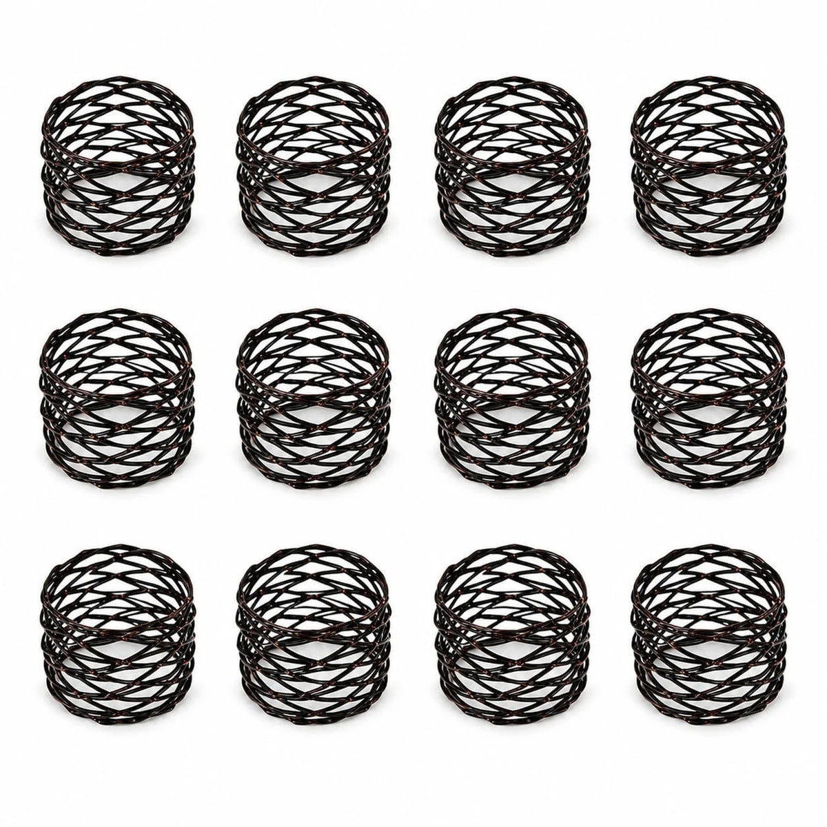 ALPHA Living HOME Napkin Rings Set 12 of Premium 100% Metal, Rust-Resistant Tabletop Décor - Napkin Holders for Family Dinner, Wedding, Party, Decorations, Banquet, Party, Easter - Bronze