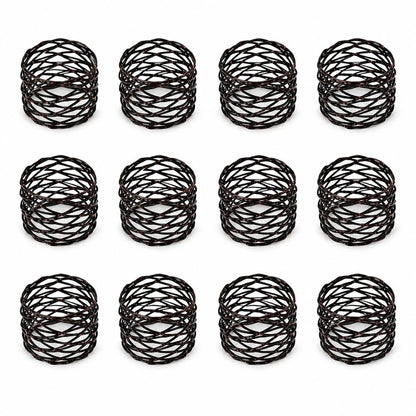 ALPHA Living HOME Napkin Rings Set 12 of Premium 100% Metal, Rust-Resistant Tabletop Décor - Napkin Holders for Family Dinner, Wedding, Party, Decorations, Banquet, Party, Easter - Bronze