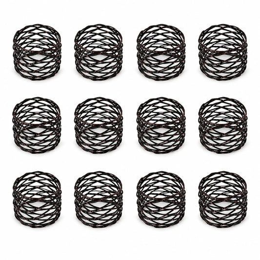 ALPHA Living HOME Napkin Rings Set 12 of Premium 100% Metal, Rust-Resistant Tabletop Décor - Napkin Holders for Family Dinner, Wedding, Party, Decorations, Banquet, Party, Easter - Bronze