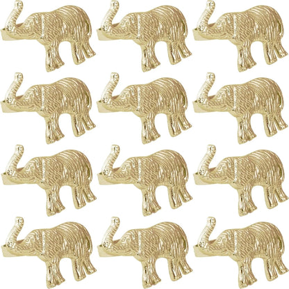 ALPHA Living HOME Metal Gold Napkin Rings Set of 12 - Elephant Napkin Holders, Table Decor, Wedding Decor, Party Supplies, Dining Accessories, Napkin Rings Holders for Gifting & Everyday Use