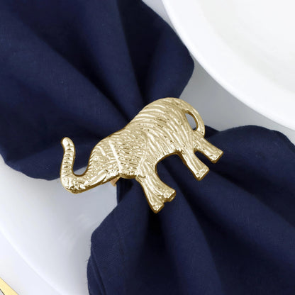 ALPHA Living HOME Metal Gold Napkin Rings Set of 12 - Elephant Napkin Holders, Table Decor, Wedding Decor, Party Supplies, Dining Accessories, Napkin Rings Holders for Gifting & Everyday Use