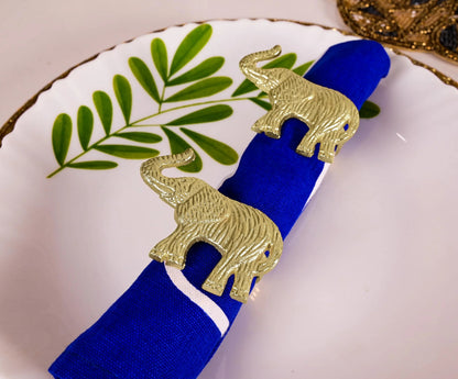 ALPHA Living HOME Metal Gold Napkin Rings Set of 12 - Elephant Napkin Holders, Table Decor, Wedding Decor, Party Supplies, Dining Accessories, Napkin Rings Holders for Gifting & Everyday Use