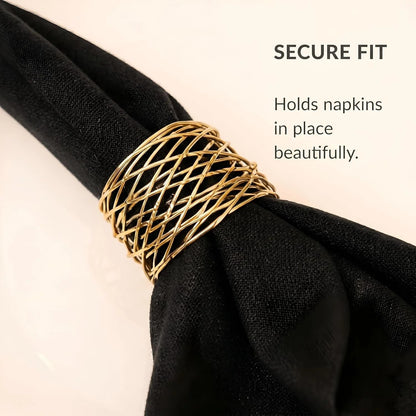 Durable Metal Iron Napkin Rings for Table Decor, Elegant Metal Table Setting Accessory , Rustic Napkin Holder for Modern Farmhouse & Everyday Dining Set of 50 (Gold) - ALPHA Living HOME