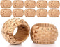 ALPHA Living HOME Farmhouse Napkin Rings - Rustic Natural Cane & Jute Serviette Holders for Elegant Table Decor, Weddings, Thanksgiving, and Everyday Dining- Set of 12 (Natural)