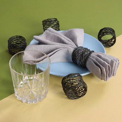 ALPHA Living HOME 12 Pcs Modern Metal Napkin Rings - Dining Table Decor Napkin Ring Cloth Napkin Holder for Wedding, Banquet, Dinner Party, Everyday Use (Black)