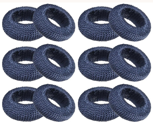 Woven Napkin Rings Set of 12 - Farmhouse Table Décor Napkin Holders for Weddings, Holiday Parties, Dining Table & Everyday Place Settings (Dark Blue)