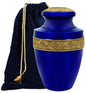 ALPHA Living HOME Urns for Human Ashes Adult Female and Male 200+ Cubic Inches, Decorative Burial Urn, Funeral Cremation Urns for Women and Men, Handcrafted Urn for Ashes Adult, 11" Blue Gold