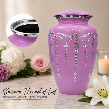 Urns Human Ashes Adult Male/Female,Creamation Urn for Human Ashes Adult Man/Women,200+ Cubic inch Capacity,Decorative Burial Urn, Funeral Cremation Urns_ 11x6.5 - Purple