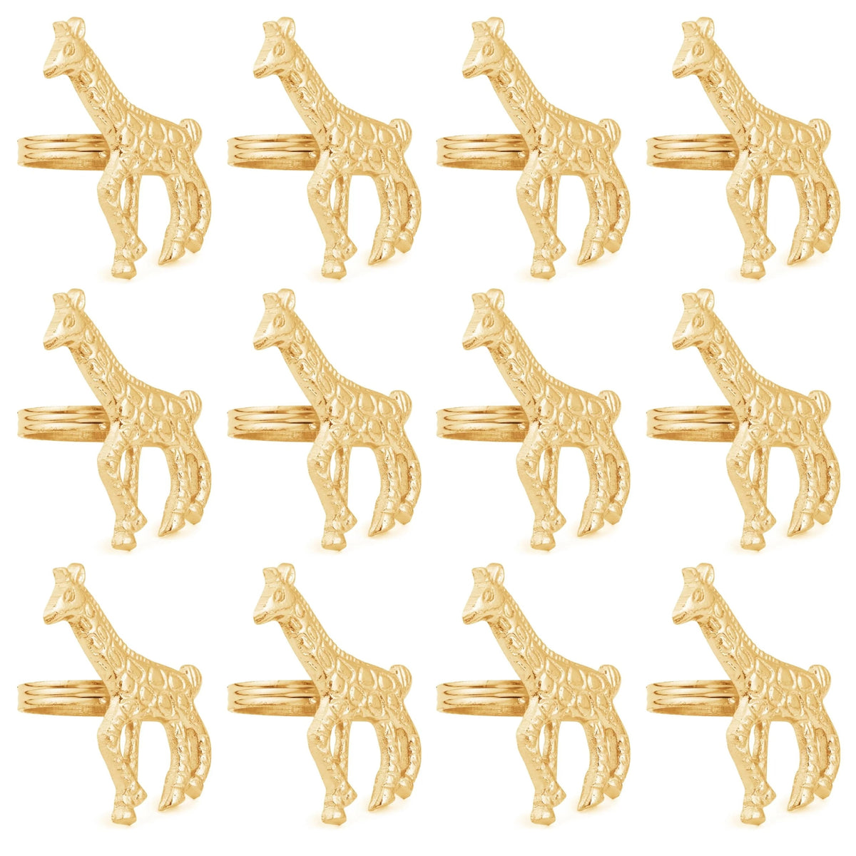 Napkin Rings Set of 12, Animal Napkin Holders, Metal Napkin Rings for Safari Theme Table Décor Handmade for Holiday, Weddings, Receptions, Banquets, Events, Giraffe Shape, Gold - ALPHA Living HOME