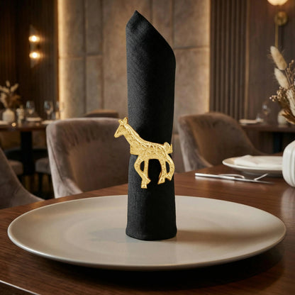 Napkin Rings Set of 12, Animal Napkin Holders, Metal Napkin Rings for Safari Theme Table Décor Handmade for Holiday, Weddings, Receptions, Banquets, Events, Giraffe Shape, Gold - ALPHA Living HOME