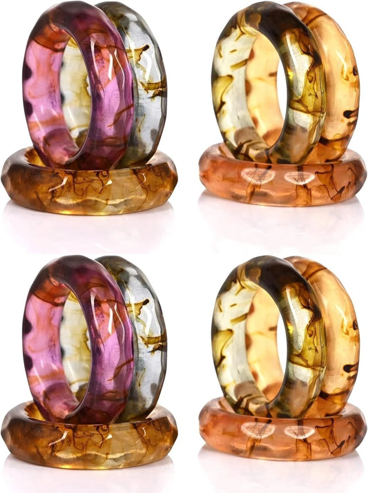 ALPHA Living HOME Spring Pastel Epoxy Napkin Rings - Set of 12 Multi-Color Epoxy Resin Napkin Holders for Modern Tabletop Decor, Perfect for Weddings, Parties, Special Events & Everyday Dining